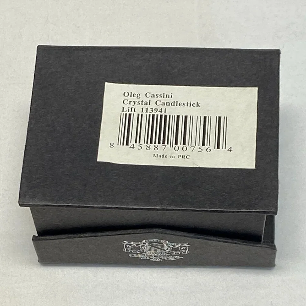 Oleg Cassini Crystal Candleholder Small Trapezoid Signed New In Box Candle Stick